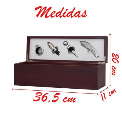 Imagem de Porta Vinho Com 5 Peças Caixa De Madeira
