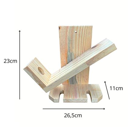 Imagem de Porta Vinho E Taças Suporte De Parede Adega Em Madeira Sem Pintura Decoração