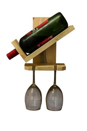 Imagem de Porta Vinho E Taças Suporte De Parede Adega Em Madeira Sem Pintura Decoração