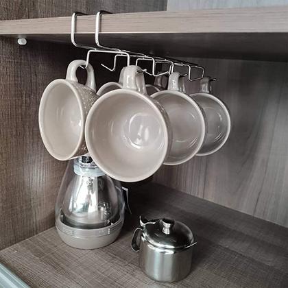 Imagem de Porta Xícaras Suporte Organizador Cozinha Armário Aço Forte
