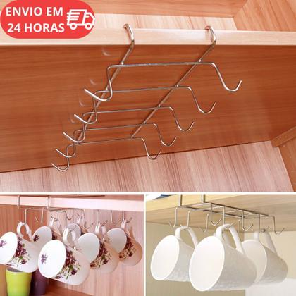 Imagem de Porta Xícaras Suporte Organizador Cozinha Armário Aço Forte
