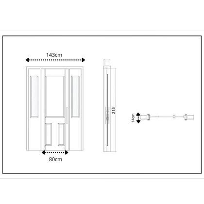 Imagem de Portal Madeira Maciça Vitrô Duplo Cavalo Entalhada Completa 143x213x14cm Cedro Rosa