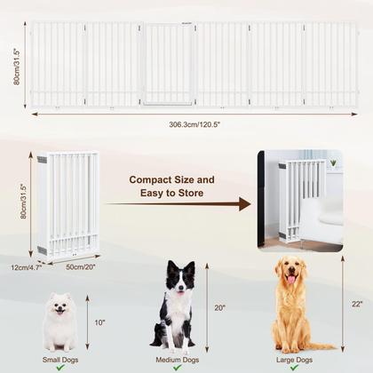 Imagem de Portão autônomo de metal HIDOG para cães com porta 307x79cm