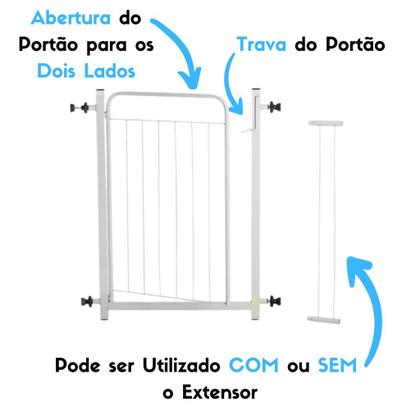 Imagem de Portão Grade Proteção Pet 79,5 A 90 Cm Criança Cães