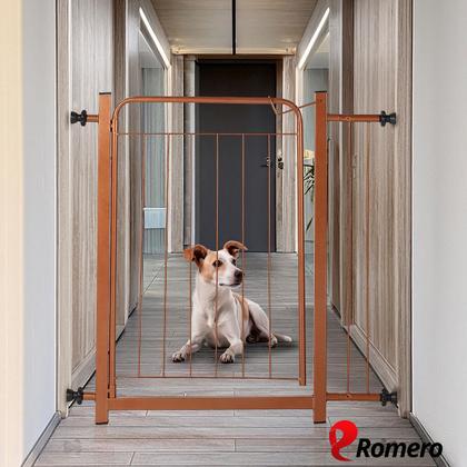 Imagem de Portão Pet Cães Bebês Largo 69 a 84cm Extensor 10cm Bronze