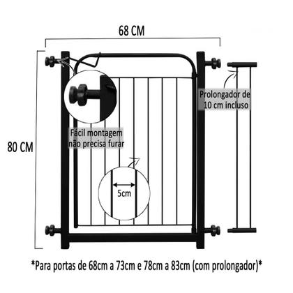 Imagem de Portão Pet Para Cachorro Cercado Aramado Com Extensor 10cm Açomix