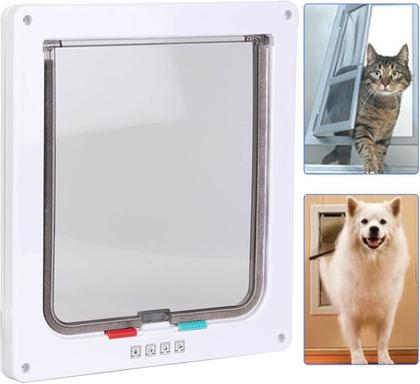 Imagem de Portinha Porta De Passagem para Gato Cachorro Pet Door Branco Pratica e Facil de Instalar