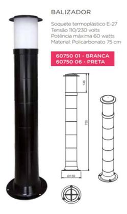 Imagem de Poste Balizador Luminária Casa Jardim 75Cm Branco Kit 2