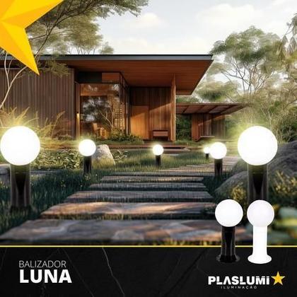 Imagem de Poste Balizador Luminária Globo Jardim 35Cm Branco Kit 6