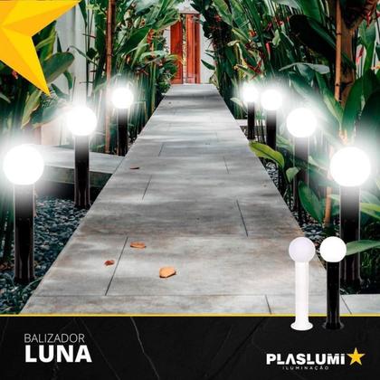 Imagem de Poste Balizador Luminária Globo Jardim 35Cm Branco Kit 6