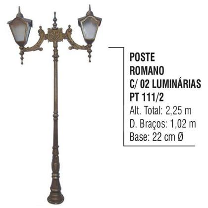 Imagem de Poste Romano com 2 Luminárias Alumpínio de Jardim Área Externa