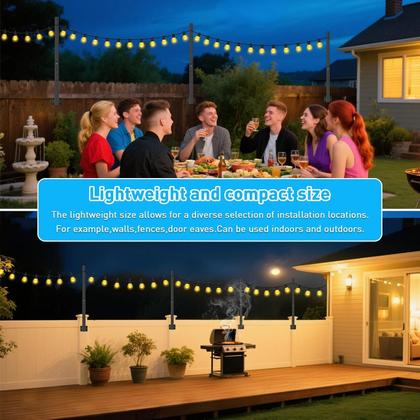 Imagem de Postes de luz de corda para exteriores NUERPO, pacote com 6, 85 cm de metal