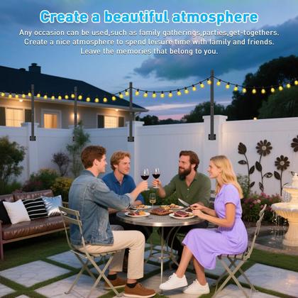 Imagem de Postes de luz de corda para exteriores NUERPO, pacote com 6, 85 cm de metal