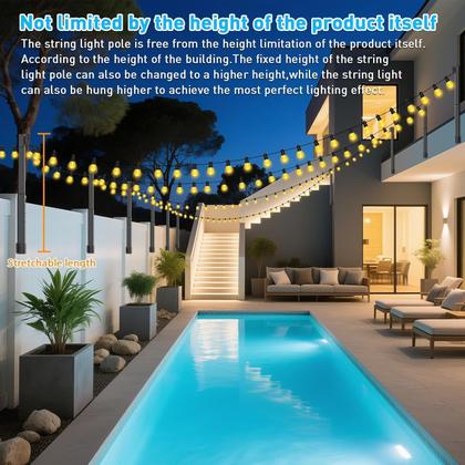 Imagem de Postes de luz de corda para exteriores NUERPO, pacote com 6, 85 cm de metal