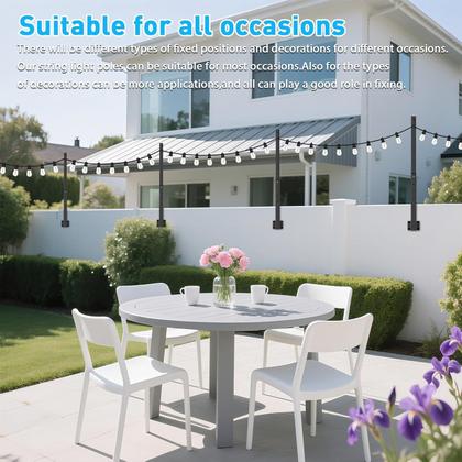 Imagem de Postes de luz de corda para exteriores NUERPO, pacote com 6, 85 cm de metal