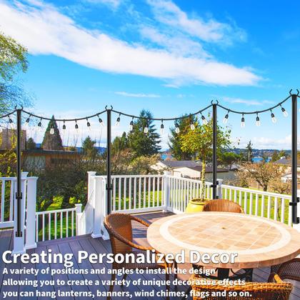 Imagem de Postes de luz String AHRLHR de 3 m de metal, pacote com 10 unidades ao ar livre