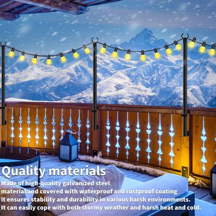 Imagem de Postes de luz String AHRLHR de 3 m de metal, pacote com 10 unidades ao ar livre