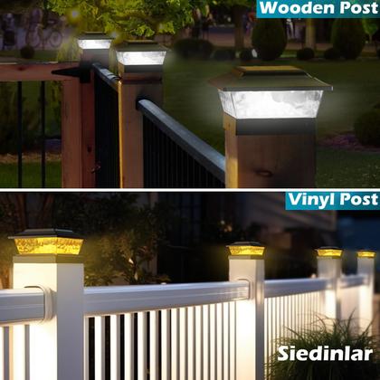 Imagem de Postes solares SideInlar 12 LED, 4 modos, pacote com 10, preto