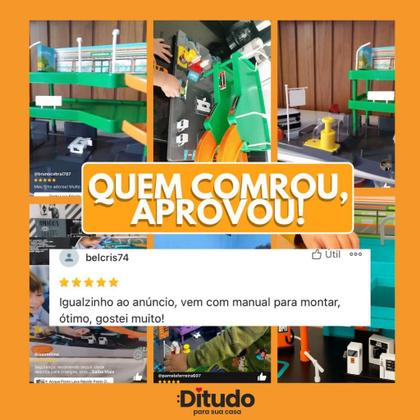 Imagem de Posto Gasolina Brinquedo Infantil 2 Andares Lava Rápido Carrinho Pista Rampa Oficina 4 Carros Kit Co