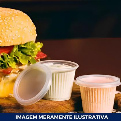 Imagem de Pote 250 Ml + Tampa Com 50 Descartável P/ Molho Sobremesa