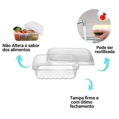 Imagem de Pote 500Ml Descartável Retangular C/50 Marmita Freezer Micro