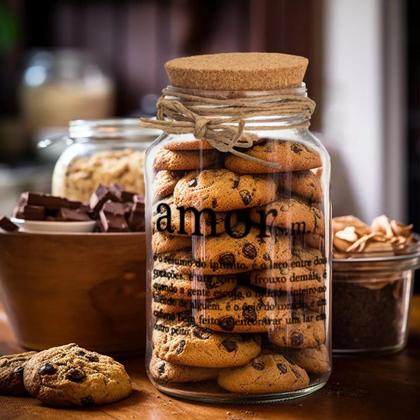 Imagem de Pote 500ml Hermético Vidro Com Tampa De Rolha Para Armazenar Temperos, Biscoitos Ou Usar Em Projetos De Artesanato