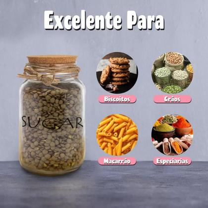 Imagem de Pote 500ml Hermético Vidro Com Tampa De Rolha Para Armazenar Temperos, Biscoitos Ou Usar Em Projetos De Artesanato