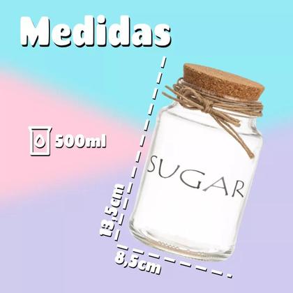 Imagem de Pote 500ml Hermético Vidro Com Tampa De Rolha Para Armazenar Temperos, Biscoitos Ou Usar Em Projetos De Artesanato