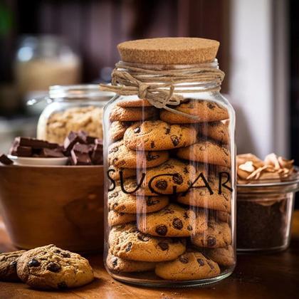 Imagem de Pote 500ml Hermético Vidro Com Tampa De Rolha Para Armazenar Temperos, Biscoitos Ou Usar Em Projetos De Artesanato