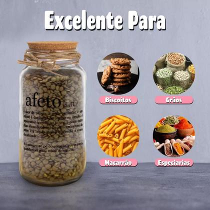 Imagem de Pote 750ml Hermético Vidro Com Tampa De Rolha Para Armazenar Temperos, Biscoitos Ou Usar Em Projetos De Artesanato