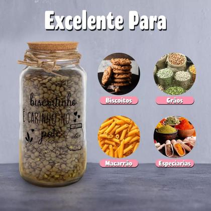 Imagem de Pote 750ml Hermético Vidro Com Tampa De Rolha Para Armazenar Temperos, Biscoitos Ou Usar Em Projetos De Artesanato