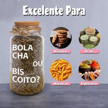 Imagem de Pote 750ml Hermético Vidro Com Tampa De Rolha Para Armazenar Temperos, Biscoitos Ou Usar Em Projetos De Artesanato