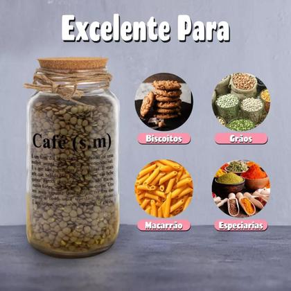 Imagem de Pote 750ml Hermético Vidro Com Tampa De Rolha Para Armazenar Temperos, Biscoitos Ou Usar Em Projetos De Artesanato