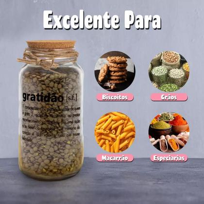 Imagem de Pote 750ml Hermético Vidro Com Tampa De Rolha Para Armazenar Temperos, Biscoitos Ou Usar Em Projetos De Artesanato
