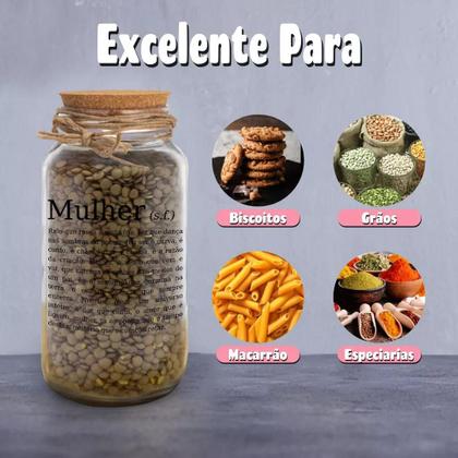 Imagem de Pote 750ml Hermético Vidro Com Tampa De Rolha Para Armazenar Temperos, Biscoitos Ou Usar Em Projetos De Artesanato