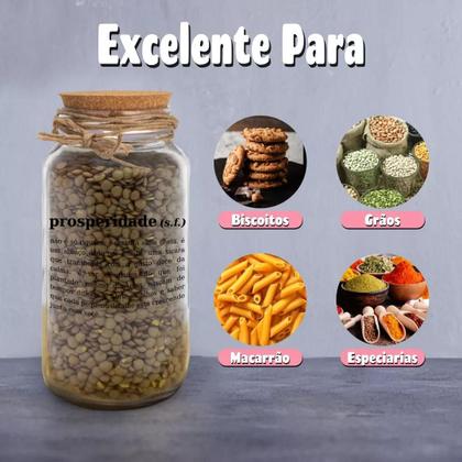 Imagem de Pote 750ml Hermético Vidro Com Tampa De Rolha Para Armazenar Temperos, Biscoitos Ou Usar Em Projetos De Artesanato