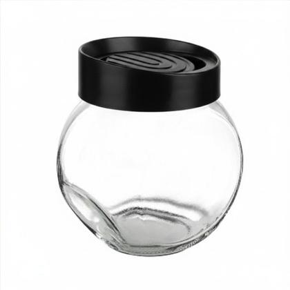 Imagem de Pote Baleiro e Mantimentos de Vidro com Tampa Preta 750ML Casambiente KC-511