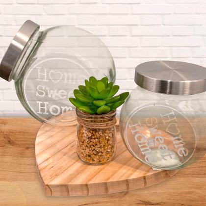 Imagem de Pote Baleiro Vidro Tampa Home Sweet Home 700Ml Casambiente