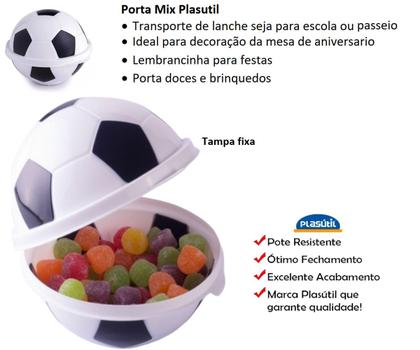 Imagem de Pote Bola de Futebol Kit 2 Unidades Lanche Infantil