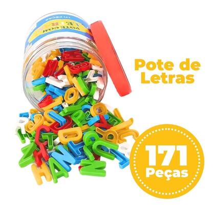 Imagem de Pote Com Letras Alfabeto Coloridos 171 Pçs Formando Palavras Quantidade de peças:171