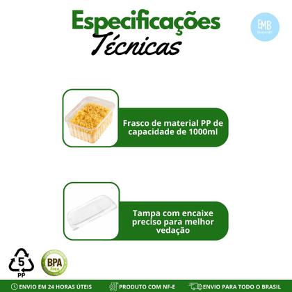 Imagem de Pote Com Tampa De Plastico Transparente 1000ml - 24 Unidades