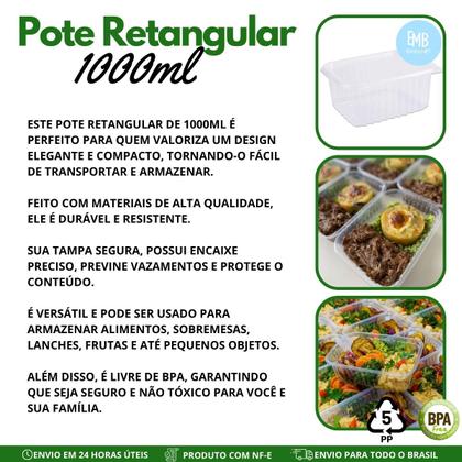 Imagem de Pote Com Tampa De Plastico Transparente 1000ml - 24 Unidades