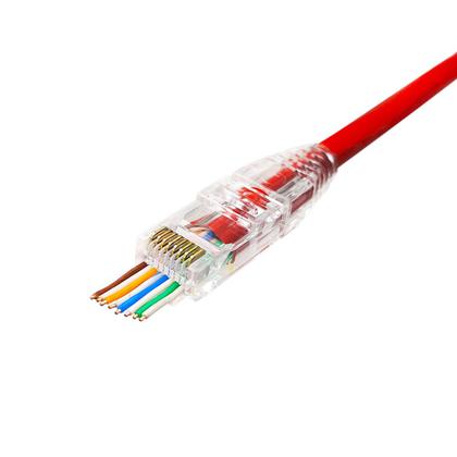 Imagem de Pote Conector Macho Plug RJ45 Cat6 de Passagem EZ Crimp 50pçs + Capa RJ45 Snap in com Trava Transparente 50pçs - Pier