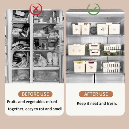 Imagem de Pote Cozinha Organizador de Geladeira Multiuso Hermético Com Tampa e Alça 4 Compartimentos