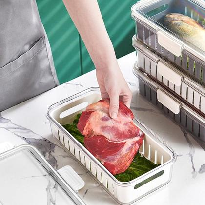 Imagem de Pote Cozinha Organizador de Geladeira Multiuso Hermético Com Tampa e Alça 4 Compartimentos