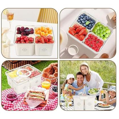 Imagem de Pote Cozinha Organizador de Geladeira Multiuso Hermético Com Tampa e Alça 4 Compartimentos