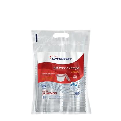 Imagem de Pote de 250ml Redondo com tampa Transparente Cristalcopo com 25 unidades