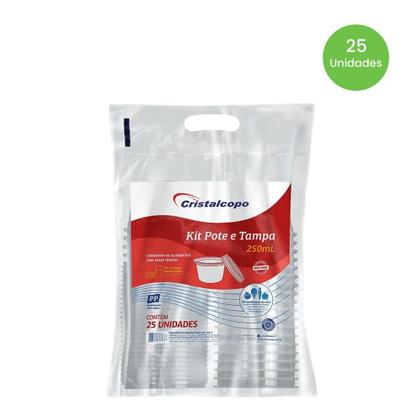 Imagem de Pote de 250ml Redondo com tampa Transparente Cristalcopo com 25 unidades