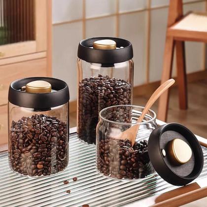 Imagem de Pote De Armazenamento De Grãos De Café, Garrafa De Vidro Com Vácuo Para Armazenamento De Alimentos,