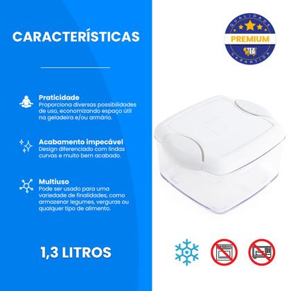 Imagem de Pote De Mantimentos Hermético 1,3L Multiuso Quadrado C Trava